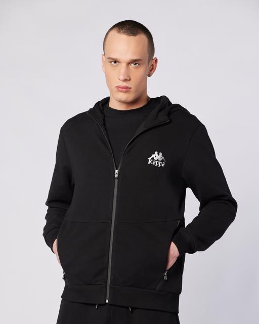 Siyah Fabio Full Zip Erkek Siyah Regular Fit Fermuarlı Eşofman Üstü - KAPPA® Türkiye